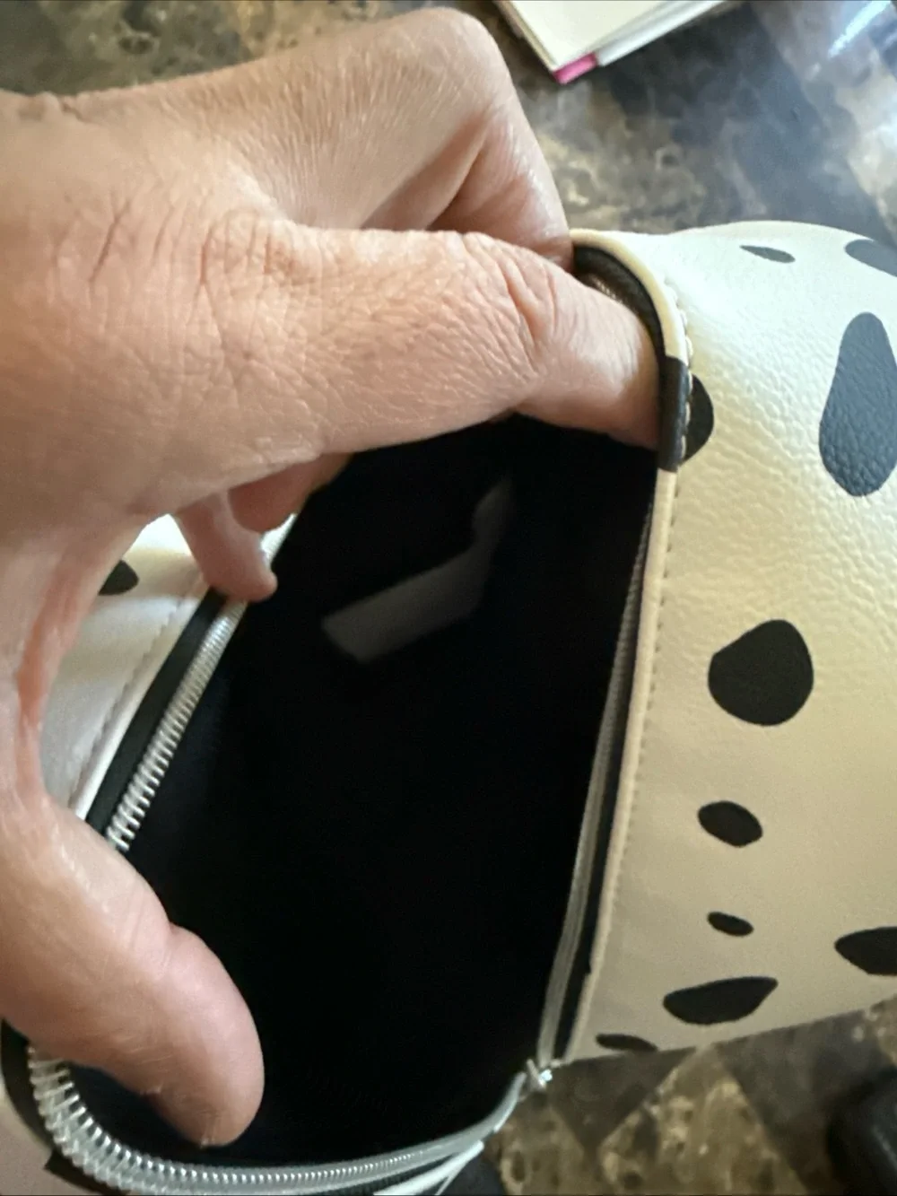 Disney Women's Dalmatian Spot Mini Backpack - White with Black and Red Accent